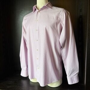 Eton Dress Shirt‎ Cotton Micro Print Contemporary Fit Button Front Lavender 17.5